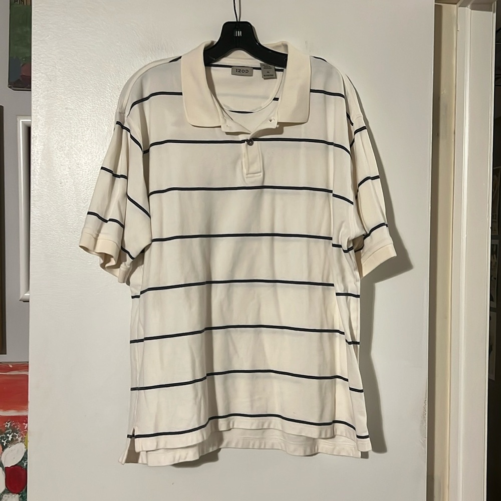 Izod mens cream mens short sleeve polo
